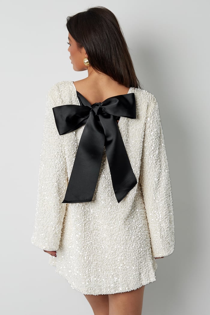 Women's Sequin Mini Dress with Satin Back Bow - 3