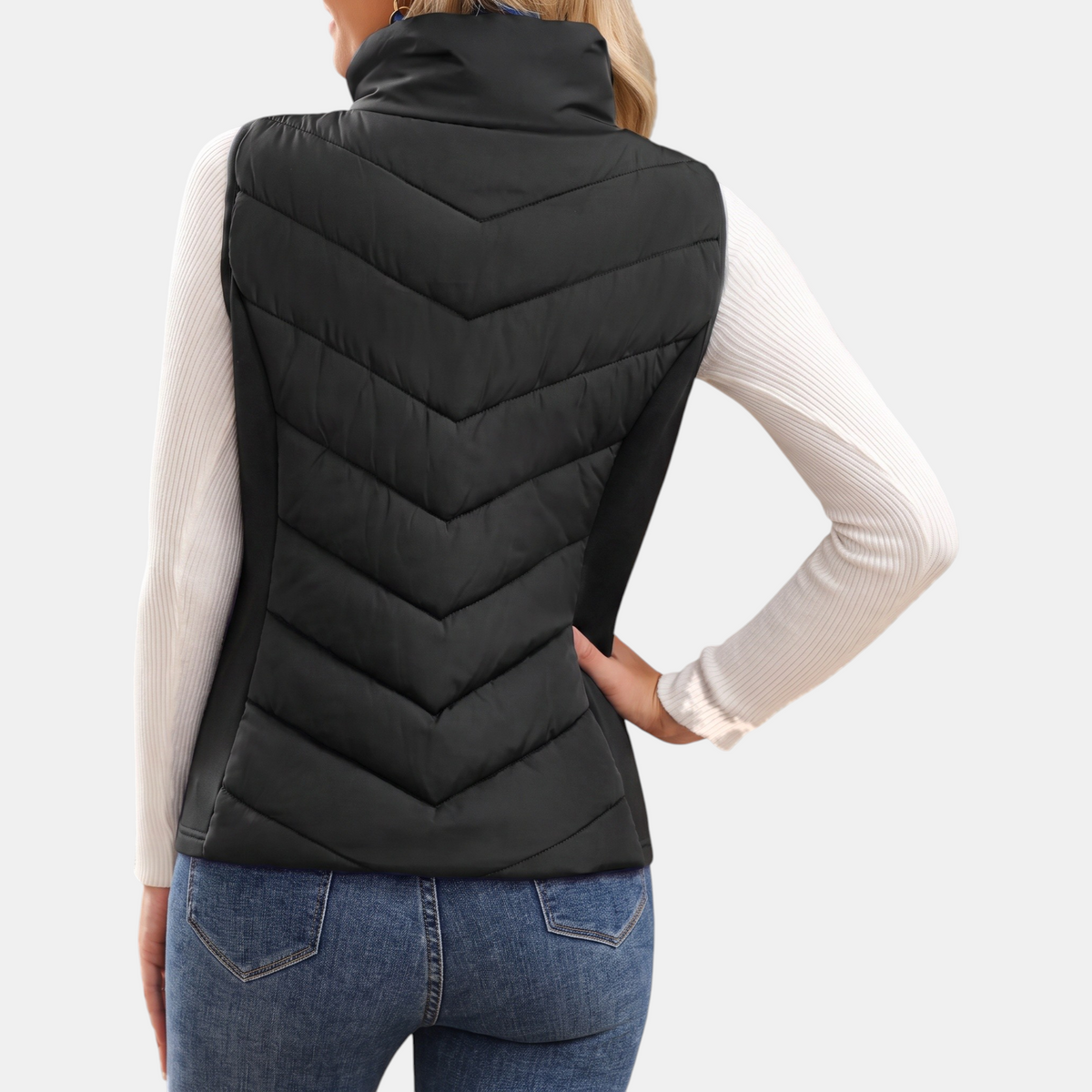 Women's Quilted Puffer Gilet Stand Collar Zip Up Sleeveless Gilet - 10