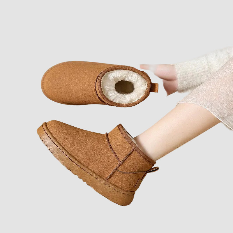Women's Ankle Boots with Faux Fur Lining and Flexible Sole