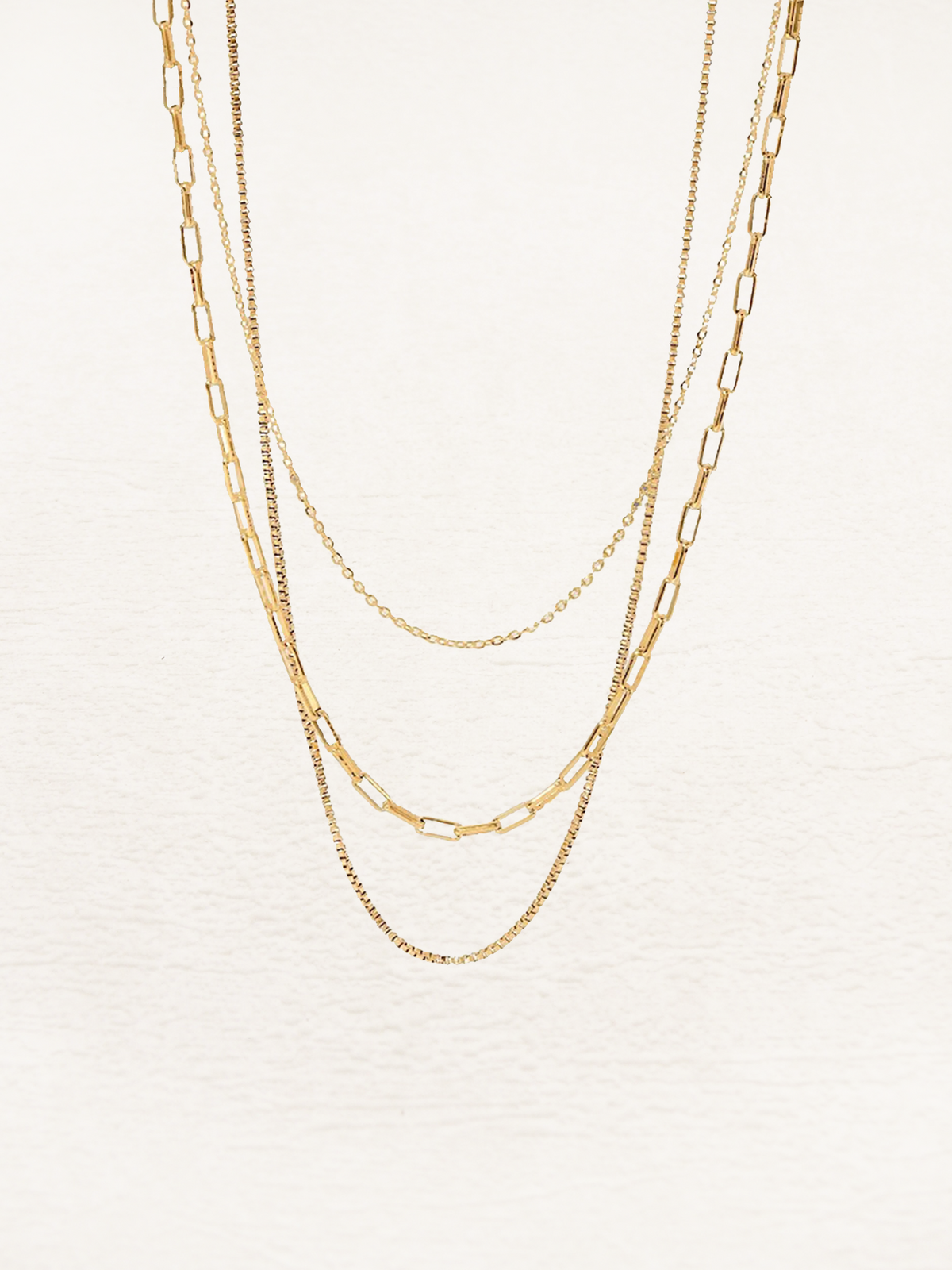 Women's Triple Layer Chain Necklace with Graduated Lengths - 3