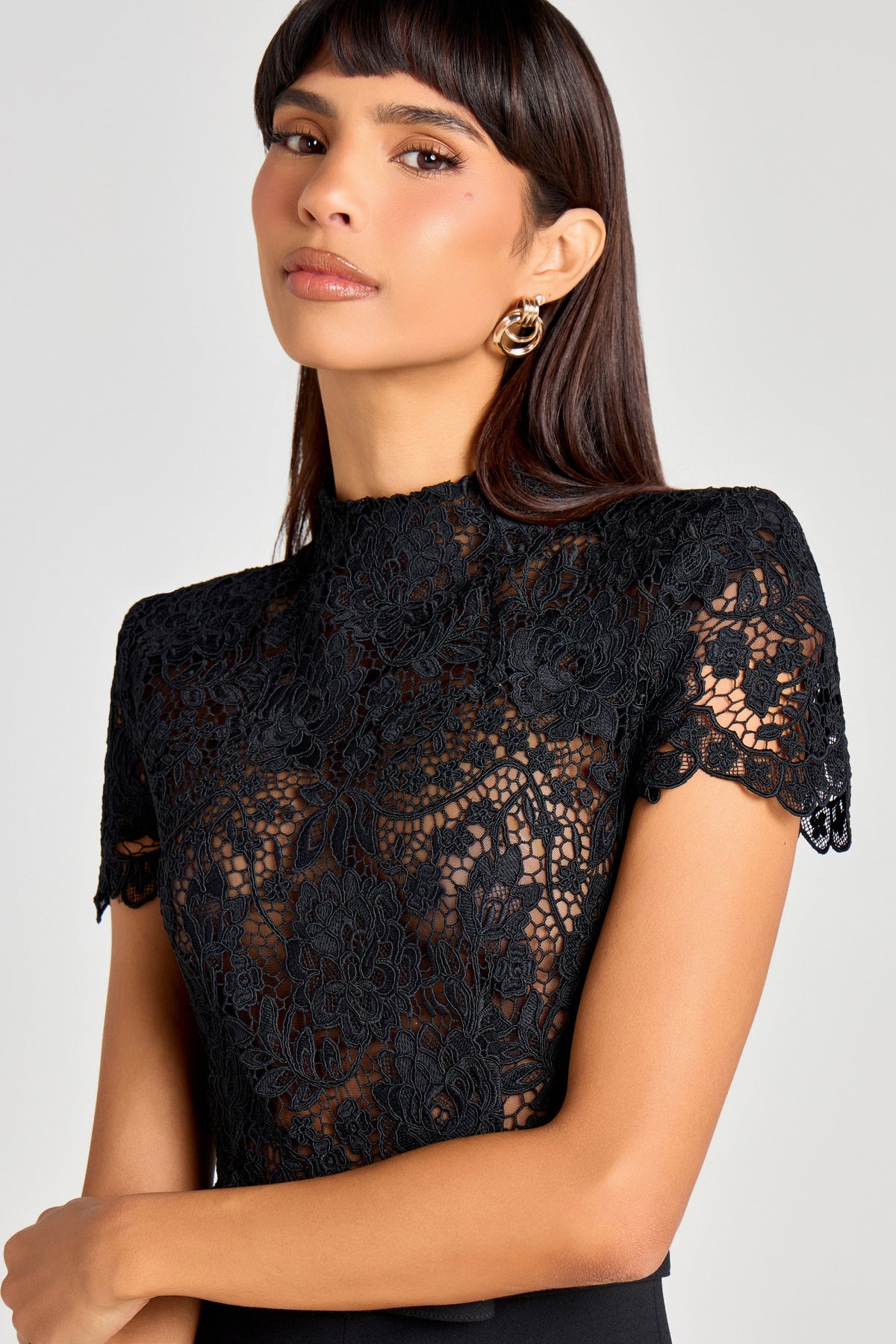 Women's Lace Bodice Jumpsuit with Flared Trousers - 3