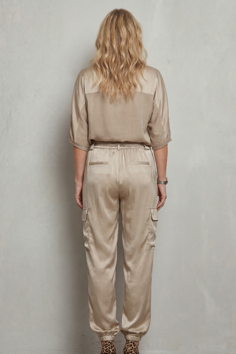Women's Co-ord Set Short Sleeve Top with Cargo Trousers - 3