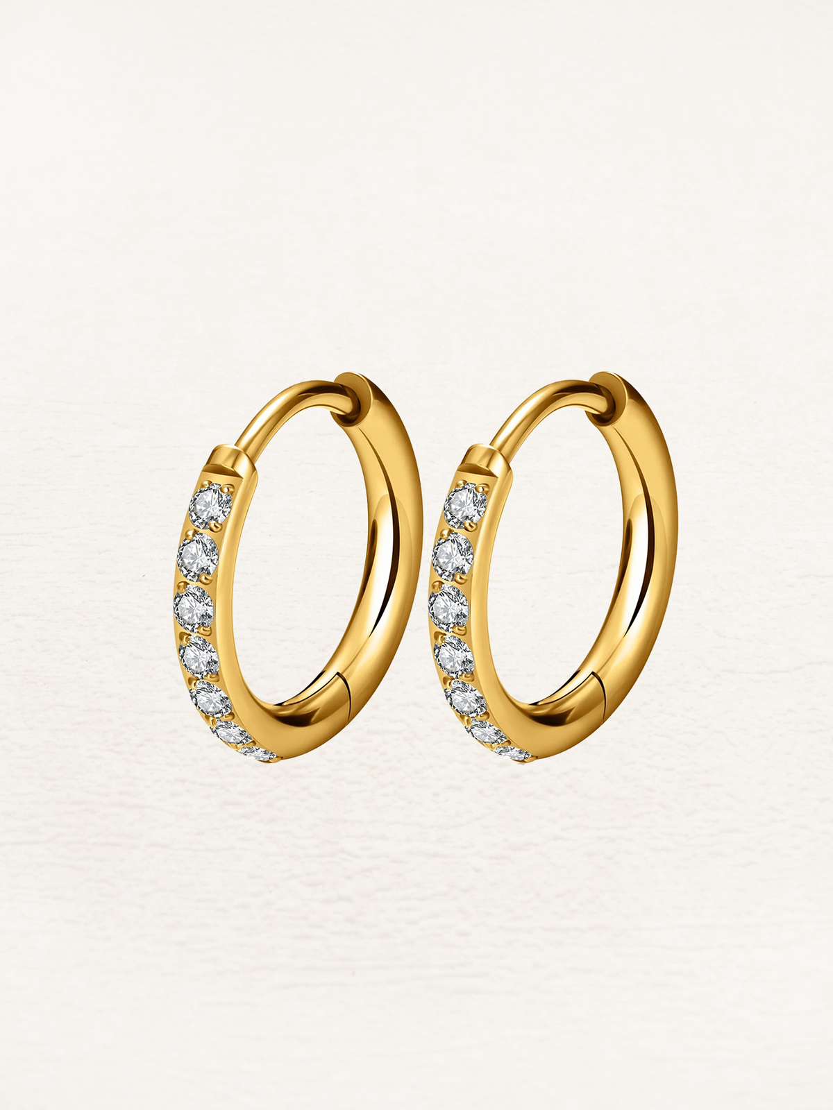 Women's Huggie Hoop Earrings with Pavé Crystal Detail - 2