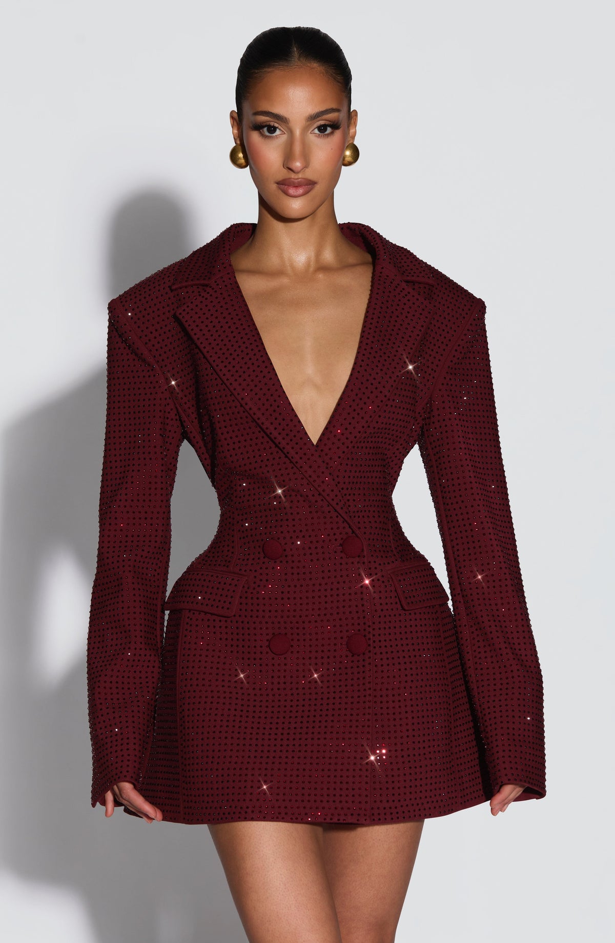 Women's Blazer Dress Double-Breasted with Shimmer Finish - 2