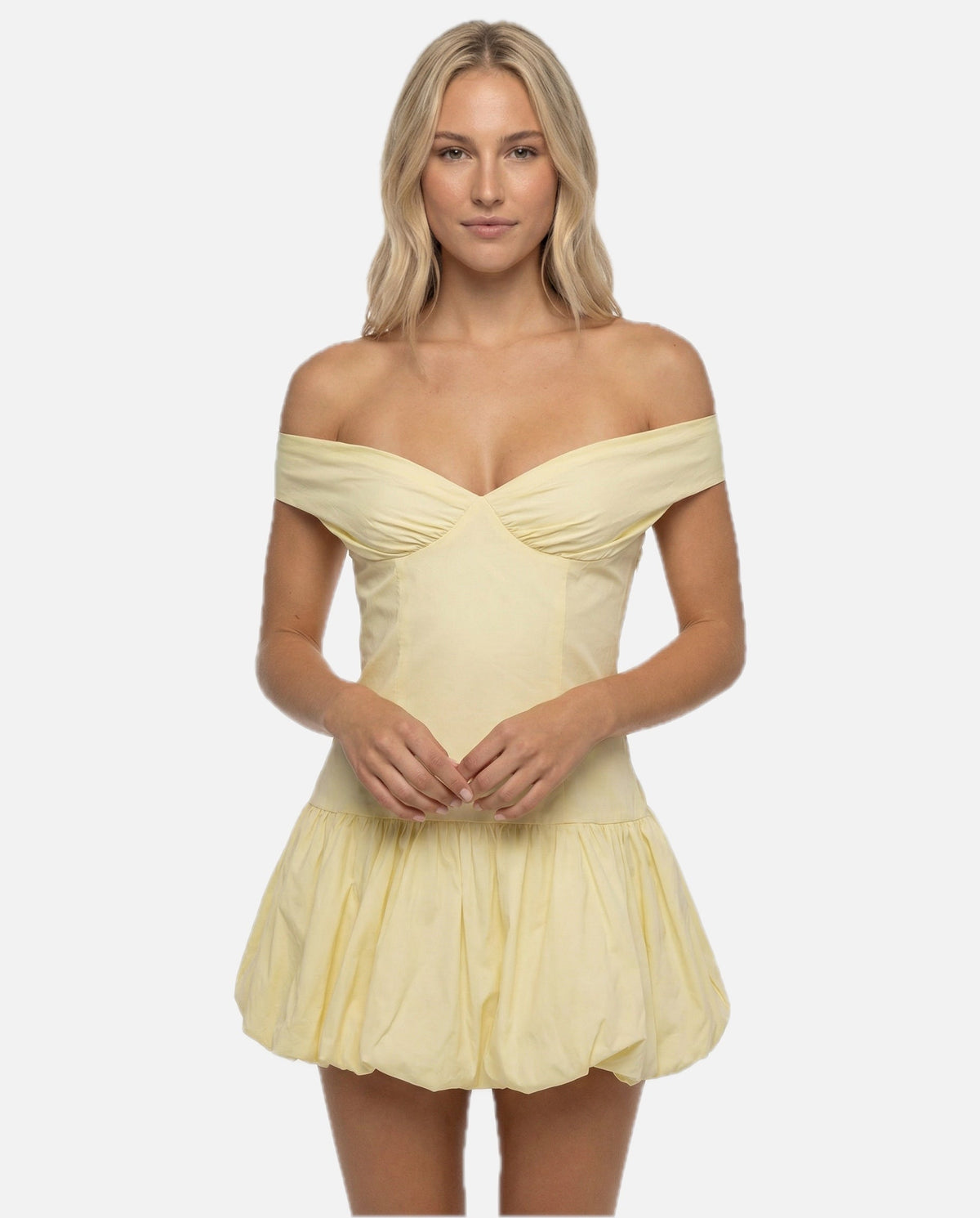 Women's Off-Shoulder Mini Dress with Puff Skirt and Sweetheart Neckline