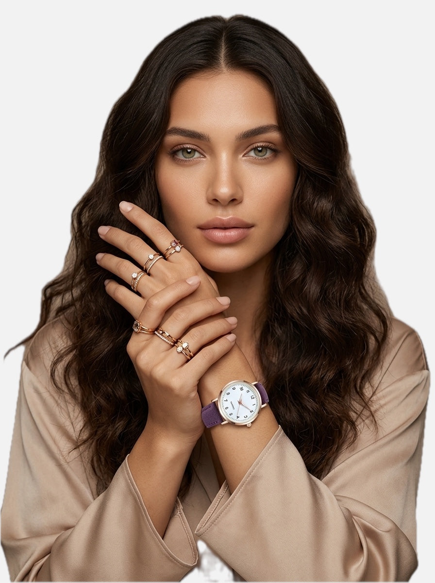Women's Minimalist Watch with Faux Suede Strap
