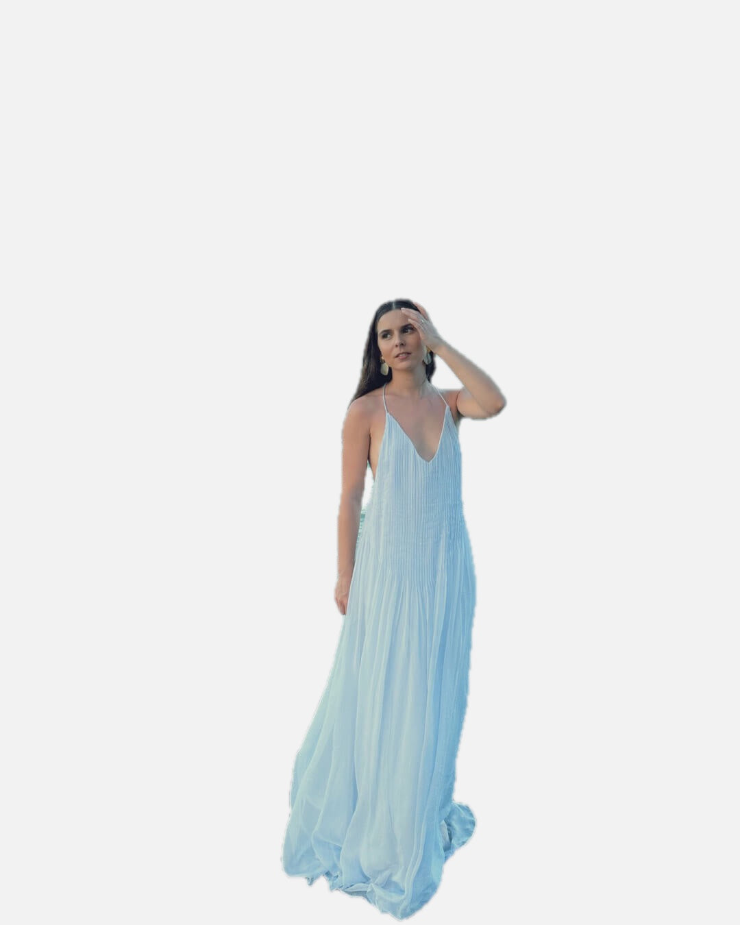 Women's Maxi Dress Backless V-Neck A-Line - 1