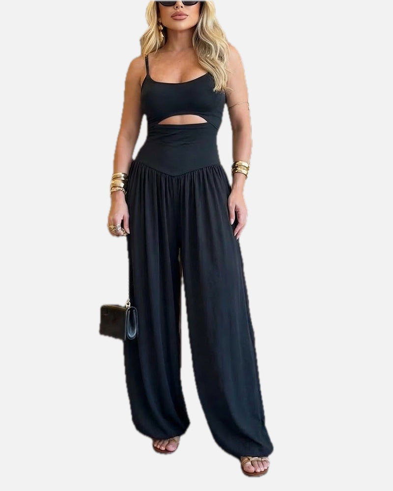 Women's Jumpsuit Cami Backless Ruched High Waist Cut-Out