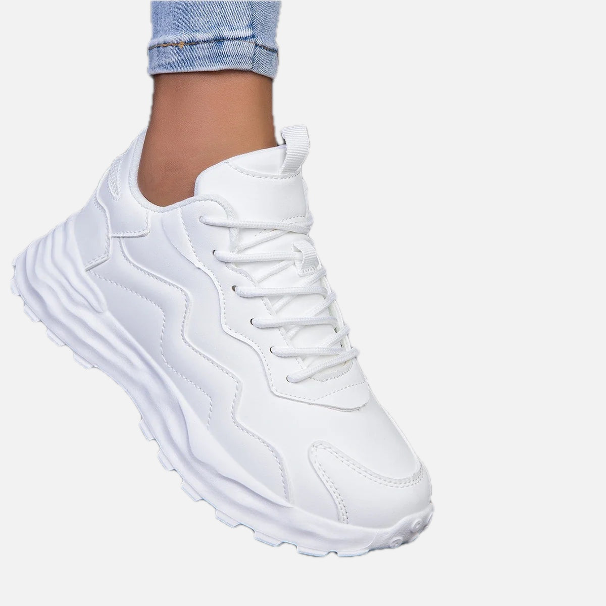 Women's Chunky Platform Sneakers with Mesh Upper