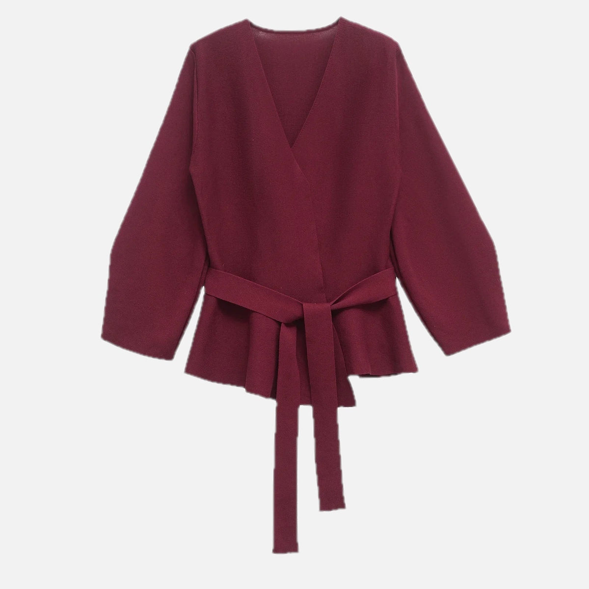 Women's Knit Blazer with Shoulder Pads and Belted Waist