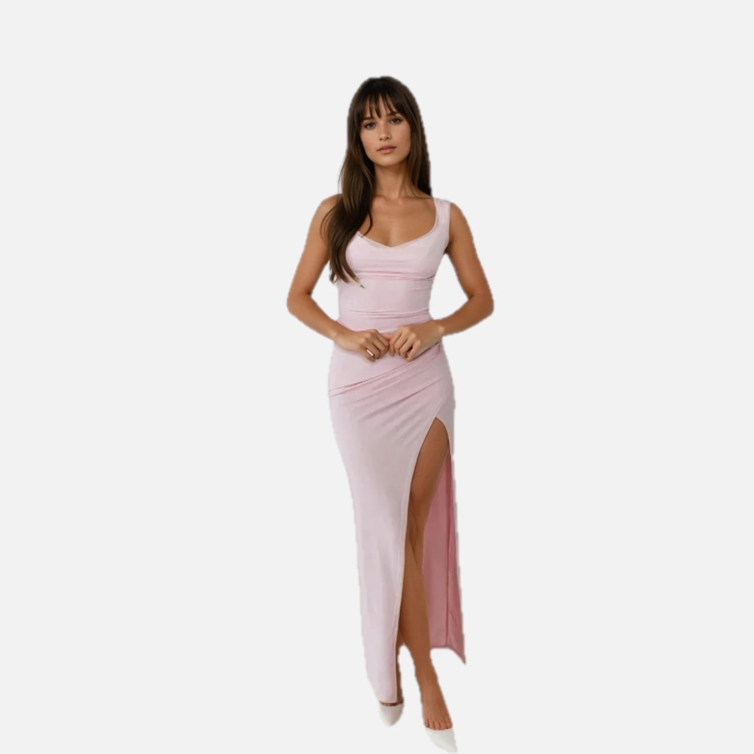 Women's Fit and Flare Midi Dress with Sweetheart Neckline - 1