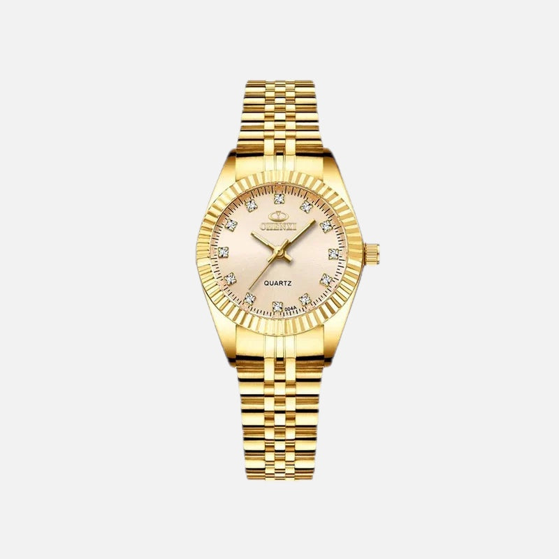 Women's Mini Watch with Zirconia Dial and Steel Strap