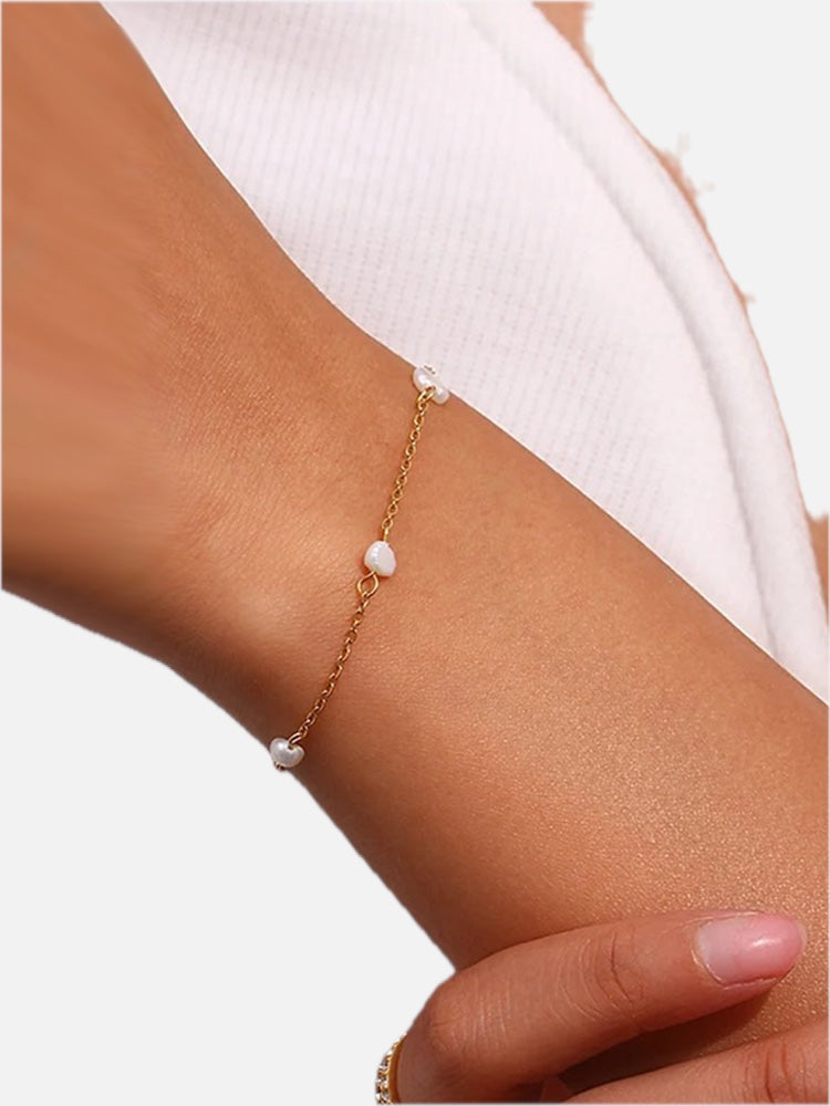 Women's Pearl Chain Bracelet with Adjustable Extender