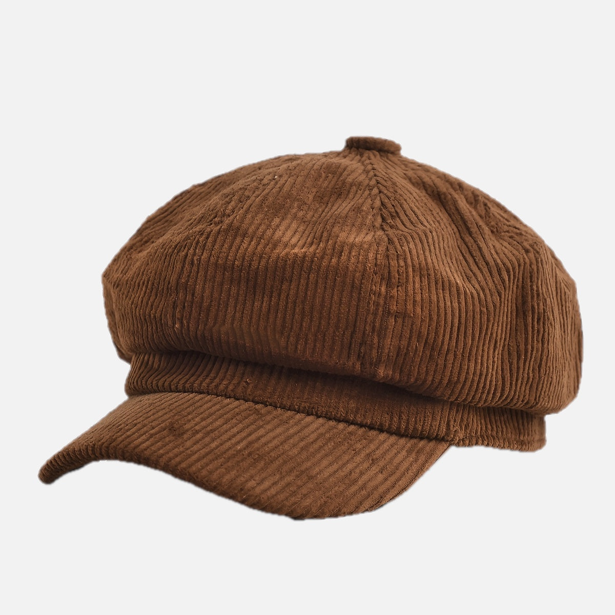 Women's Newsboy Cap with Ribbed Texture and Rounded Panels