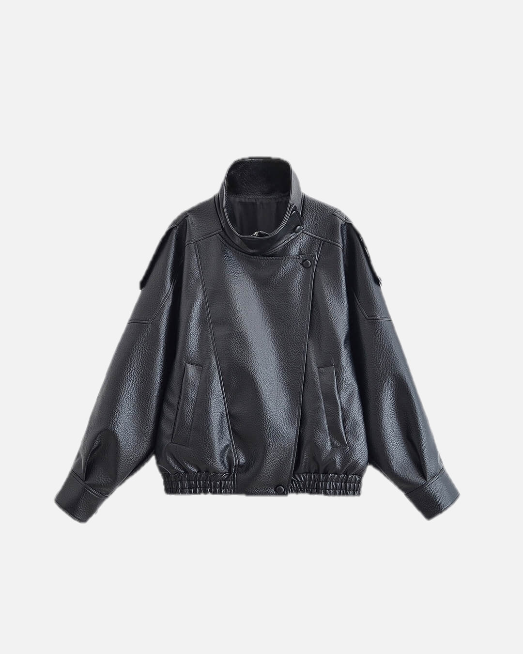 Women's Biker Jacket with Asymmetric Zip and Faux Leather Finish