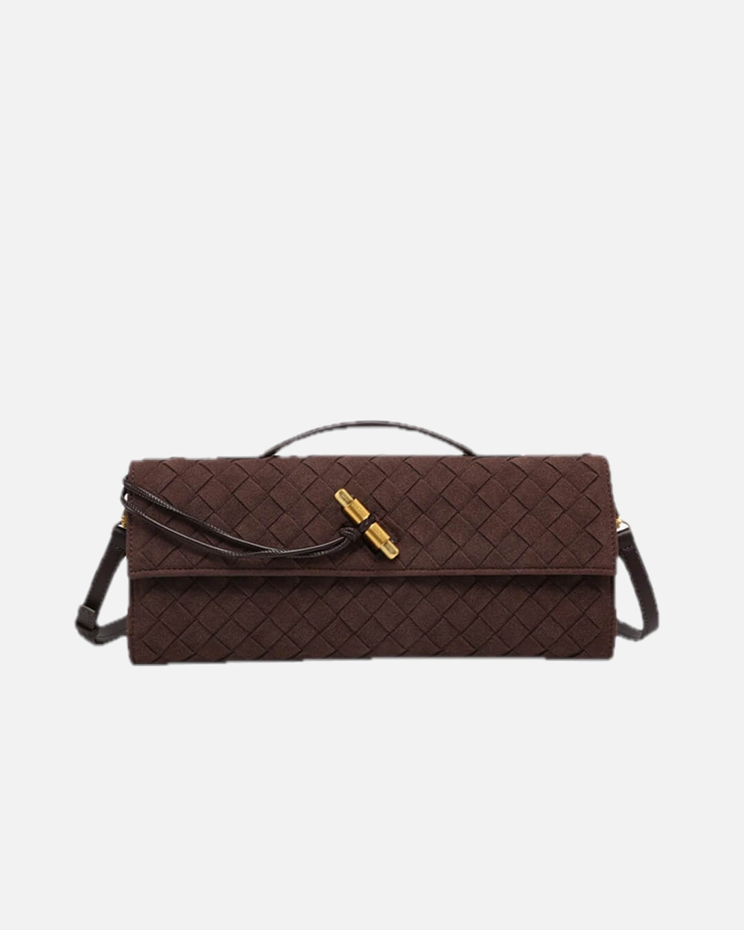 Women's Woven Shoulder Bag with Gold Knot Detail