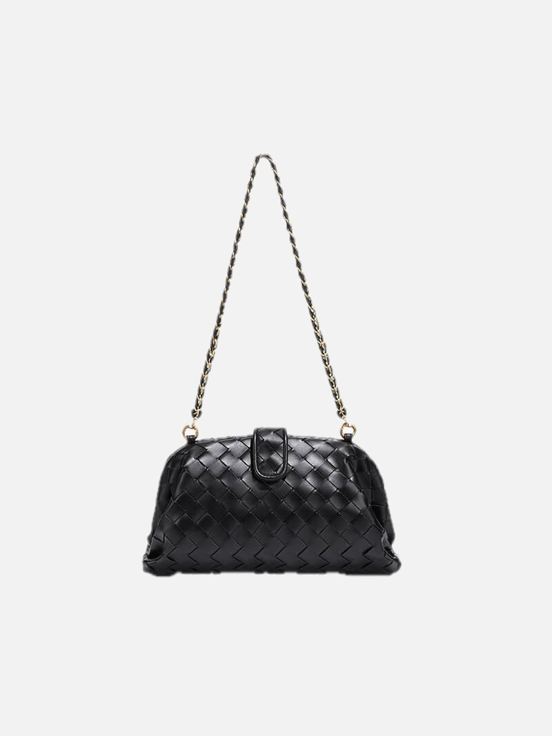 Women's Woven Clutch Bag with Detachable Chain Strap