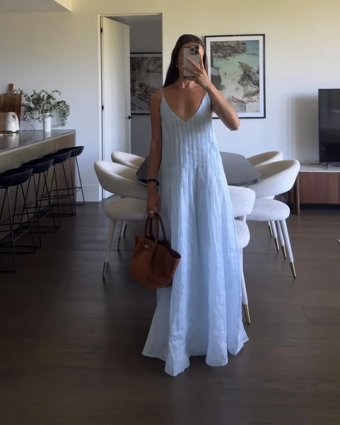 Women's Maxi Dress Backless V-Neck A-Line - 3