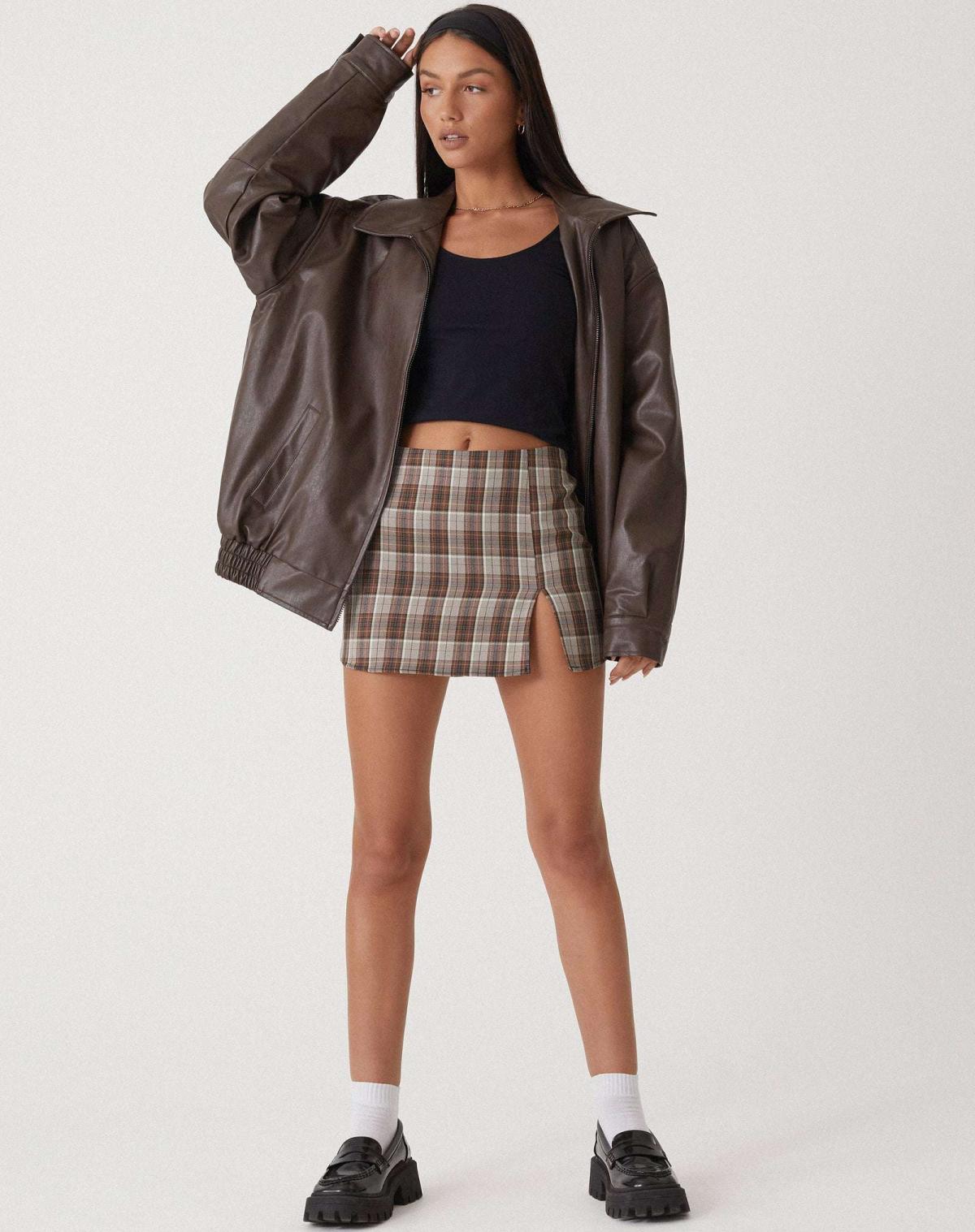 Women's Oversized Bomber Jacket in Faux Leather with Zip Front - 2