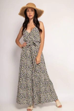 Women's Maxi Dress Sleeveless with V-neck and Tiered Skirt - 2