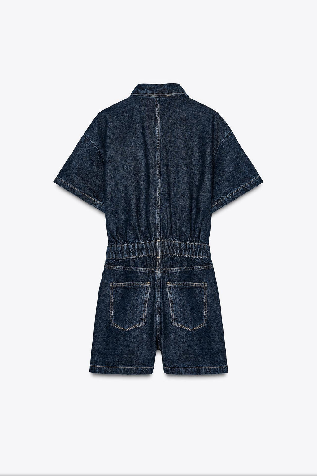Women's Denim Playsuit with Chest Pockets and Button Front - 15