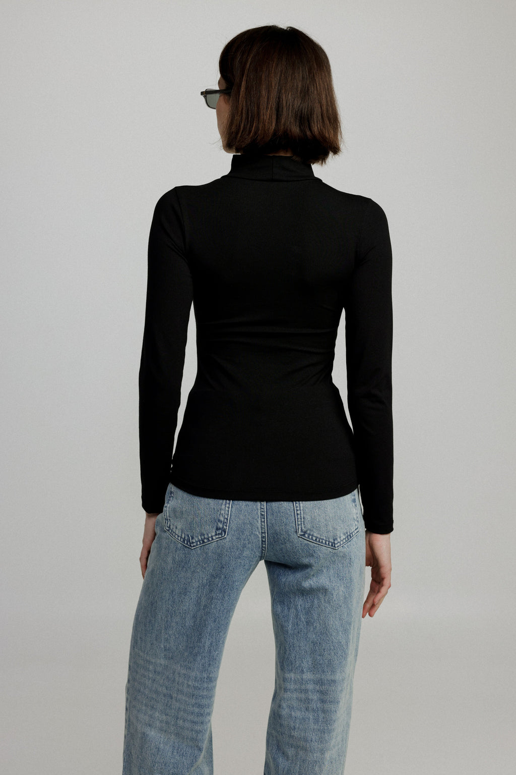 Women's Mesh Panel High-Neck Top Long Sleeve Slim Fit - 9