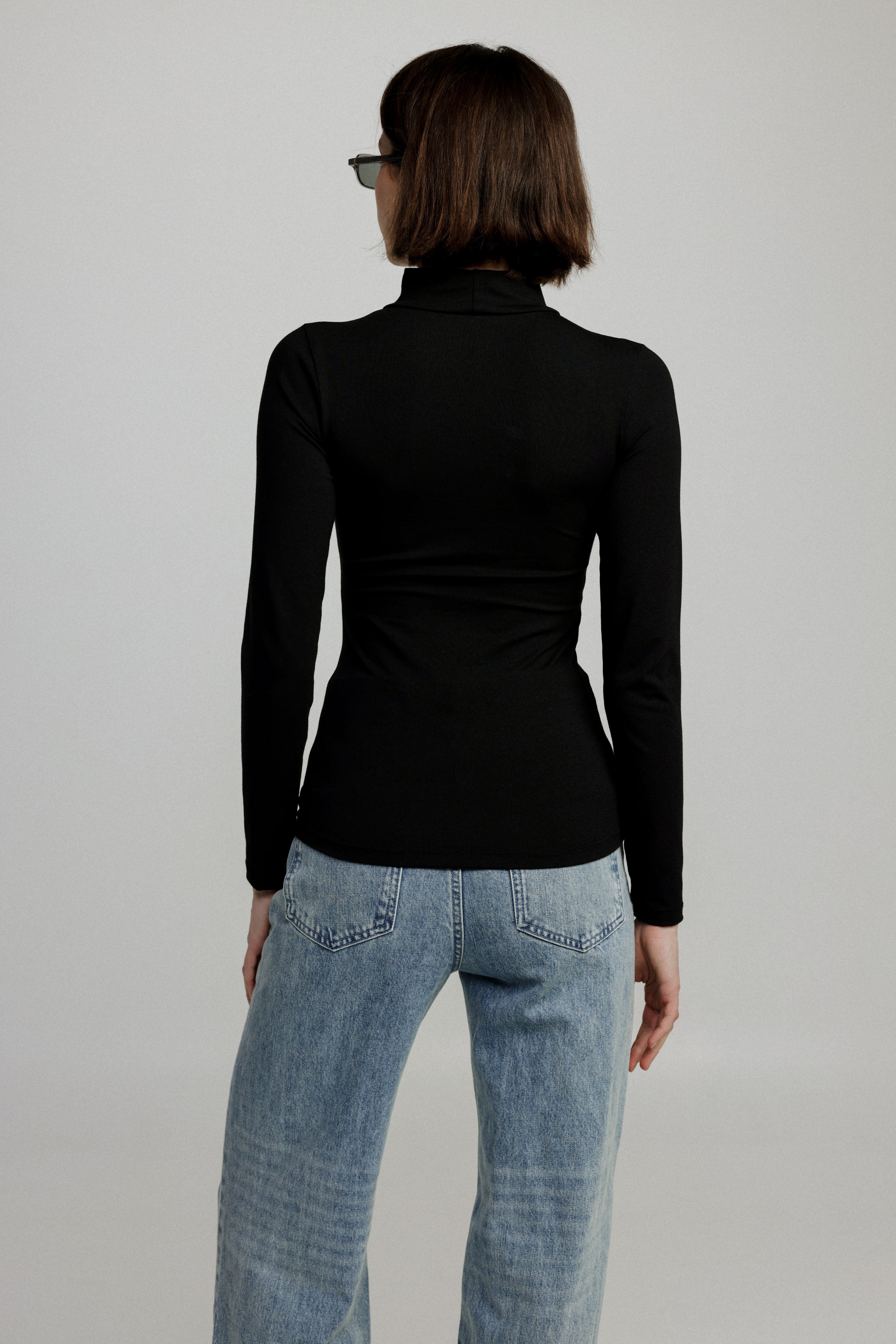 Women's Mesh Panel High-Neck Top Long Sleeve Slim Fit - 9