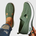 Women's Slip-On Walking Trainers with Cut-Out Detail - Green