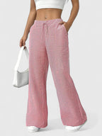 Women's Wide-Leg Trousers with Elasticated Drawstring Waist - 10