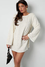 Women's Sequin Mini Dress with Satin Back Bow - 4