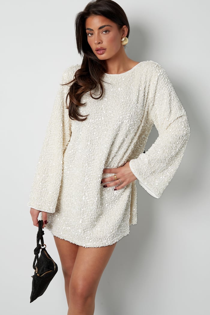 Women's Sequin Mini Dress with Satin Back Bow - 4