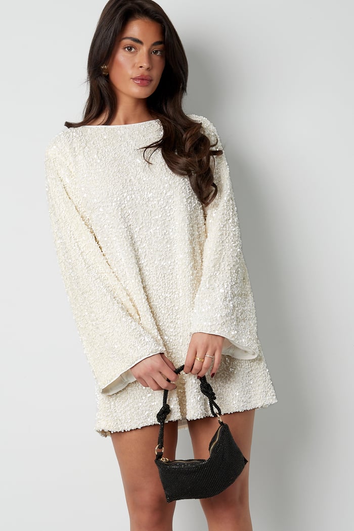 Women's Sequin Mini Dress with Satin Back Bow - 5