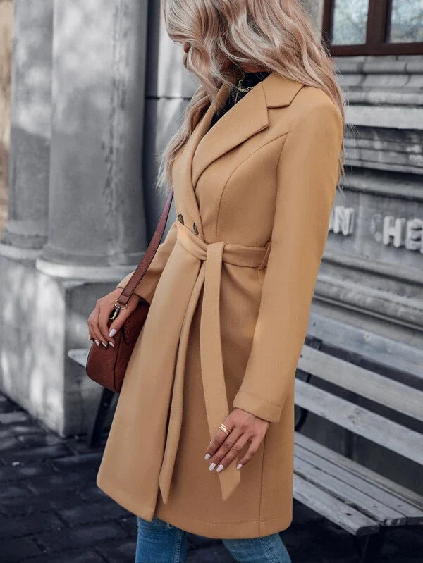 Women's Padded Coat with A-Line Silhouette and Double Buttons - 7