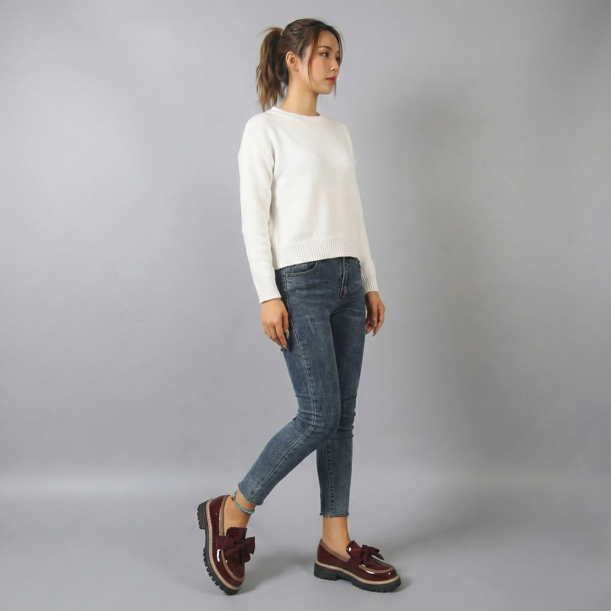 Women's Platform Loafers with Bow Detail and Chunky Sole - 8