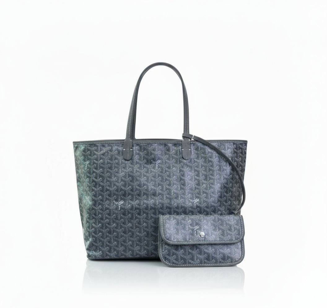 Women's Tote Bag with Matching Pouch - Grey (Medium)
