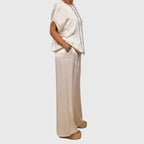 Women's Two-Piece Set Loose Top with Wide-Leg Trousers - 5