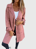 Women's Longline Blazer with Button Fastening and Notch Lapel - Pink
