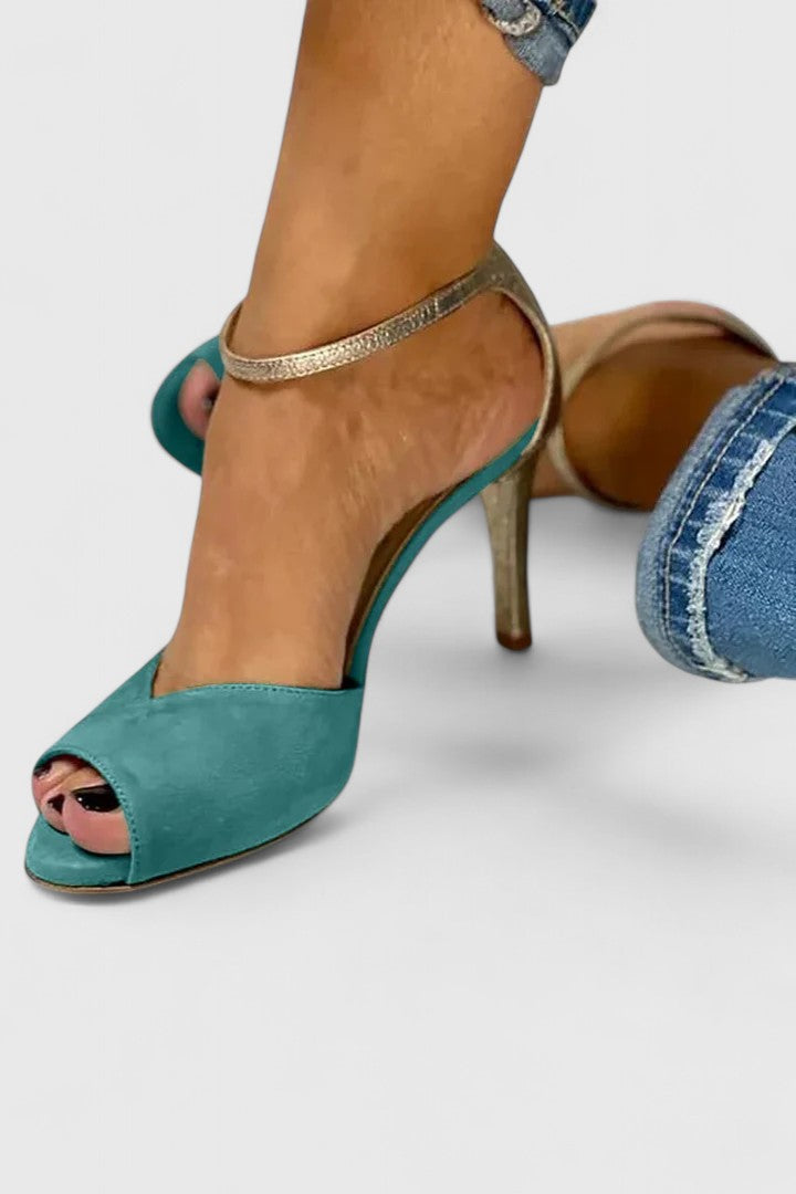 Women's Peep-Toe Ankle Strap Heels with Stiletto Heel - 2