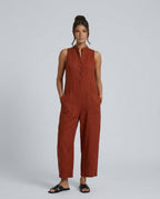 Women's Sleeveless Jumpsuit with Stand Collar and Wide Leg - 14