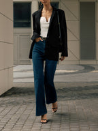 Women's Single-Breasted Blazer with Structured Shoulders - 7