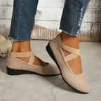 Women's Mary Jane Ballet Flats with Elastic Crossover Straps - 3