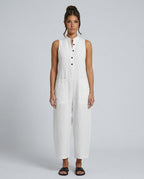 Women's Sleeveless Jumpsuit with Stand Collar and Wide Leg - 6