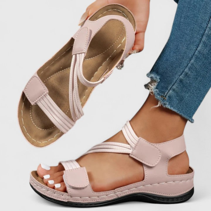 Women's Sandals with Adjustable Straps and Arch Support Footbed - Pink