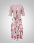 Women's Floral Maxi Dress Sleeveless with V-Neck and A-Line Silhouette - 3
