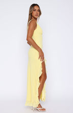 Women's Maxi Dress Sleeveless with V-Neck and Ruffle Slit - 3