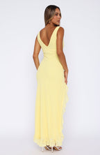 Women's Maxi Dress Sleeveless with V-Neck and Ruffle Slit - 5