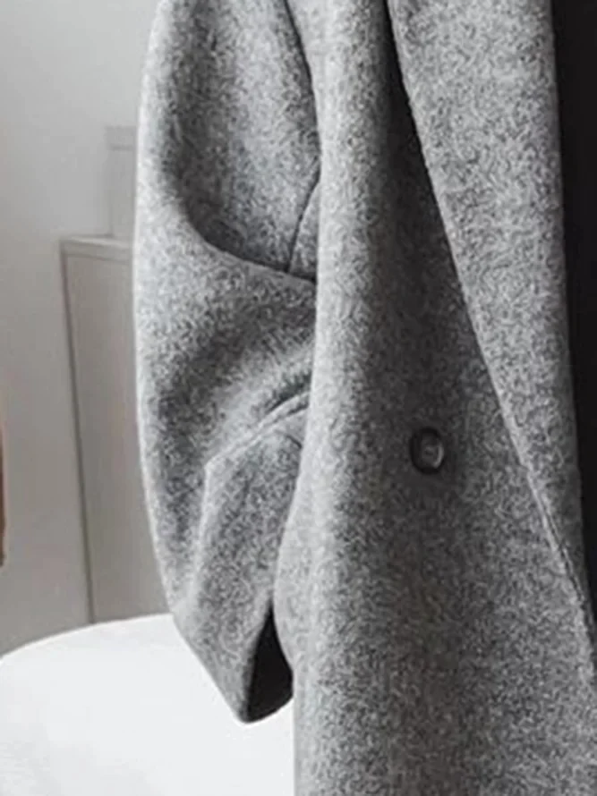 Women's Long Tailored Overcoat with Notched Lapel and Double-Breasted Front - 2