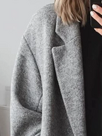 Women's Long Tailored Overcoat with Notched Lapel and Double-Breasted Front - 3