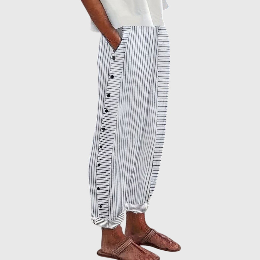 Women's Wide-Leg Trousers with Elasticated Waistband - Grey
