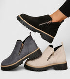 Women's Ankle Boots with Zip Detail and Chunky Sole - 9